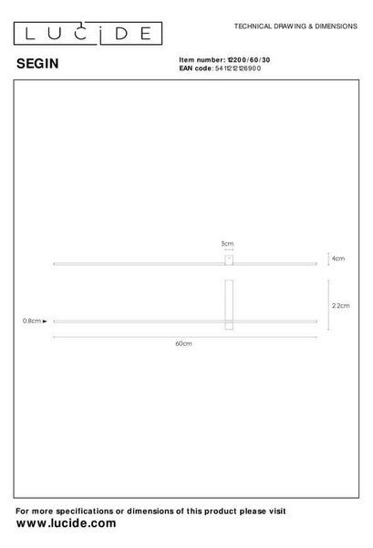Lucide 12200/60/30 LED nástěnná svítidlo Segin 1x6W | 230ml | 2700K - černá