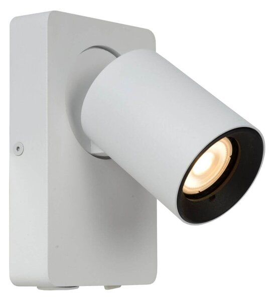 Lucide 09929/06/31 nástěnná bodová lampa Nigel 1x5W | LED GU10 | 320lm | 3000K - žárovka je součástí balení, bílá, nastavitelná, vypínač na tělej
