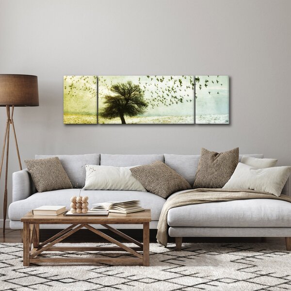 Obraz - Malované hejno ptáků (170x50 cm)