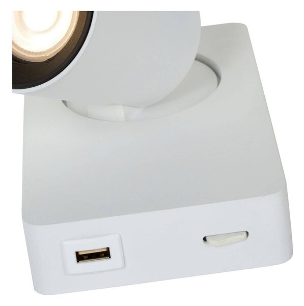 Lucide 09929/06/31 nástěnná bodová lampa Nigel 1x5W | LED GU10 | 320lm | 3000K - žárovka je součástí balení, bílá, nastavitelná, vypínač na tělej