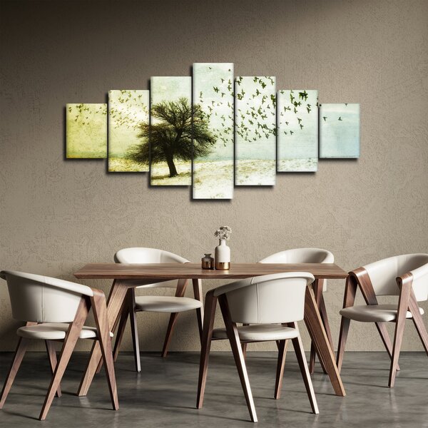 Obraz - Malované hejno ptáků (210x100 cm)