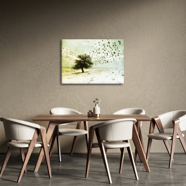 Obraz - Malované hejno ptáků (70x50 cm)