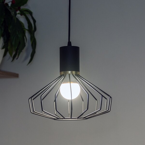 Lustr na lanku SOLANO 1xE27/15W/230V černá/zlatá