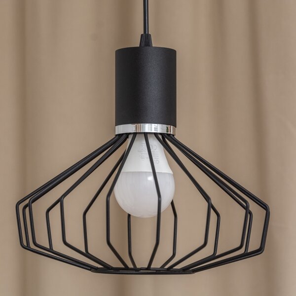 Lustr na lanku SOLANO 1xE27/15W/230V černá/lesklý chrom