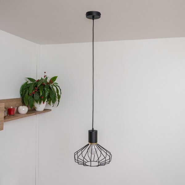 Lustr na lanku SOLANO 1xE27/15W/230V černá/zlatá