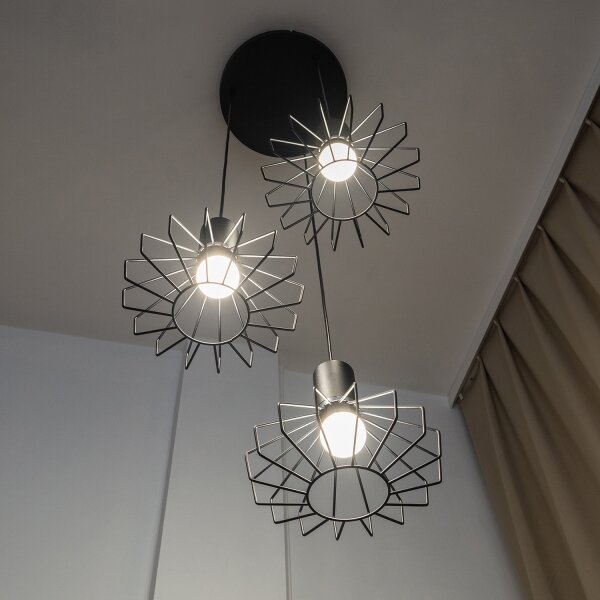 Lustr na lanku SOLANO 3xE27/15W/230V černá/lesklý chrom