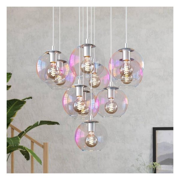 Eglo 901922 - Lustr na lanku ARISCANI 10xE27/60W/230V lesklý chrom/čirá