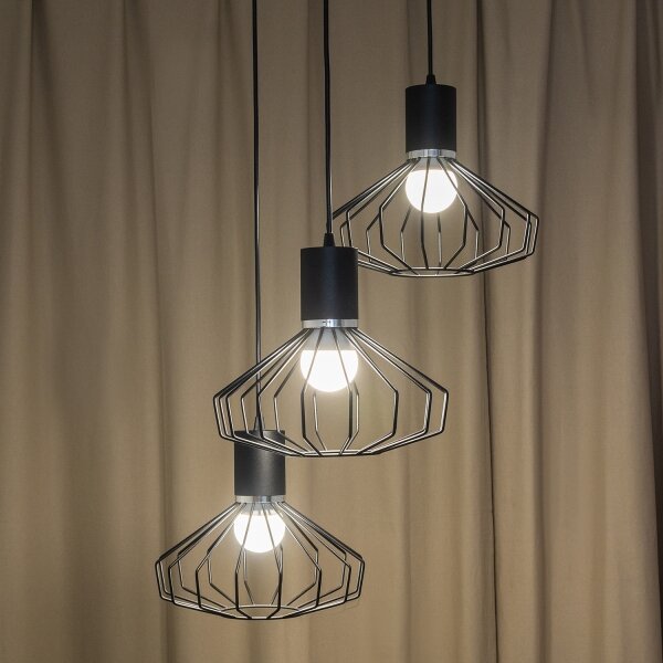 Lustr na lanku SOLANO 3xE27/15W/230V černá/lesklý chrom