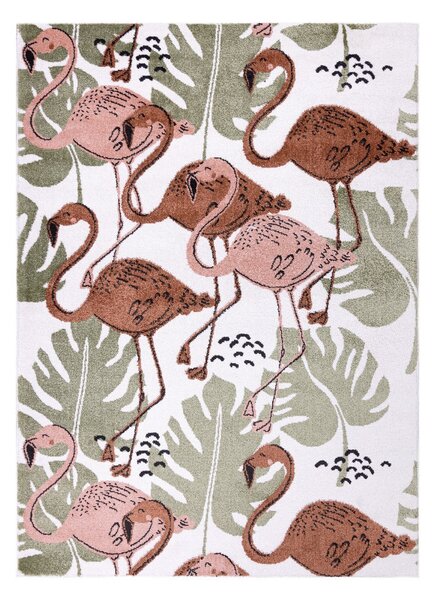 Dywany Łuszczów, AKCE: POŠKOZENÝ: 120x170 Dětský kusový koberec Fun Flami Flamingos cream, vícebarevná, dětský pokoj