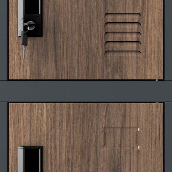Skříňka pro zaměstnance s 18 uzamykatelnými boxy, bílá antracit/ořech, 900x1850x400 mm: KAROL Eco Design