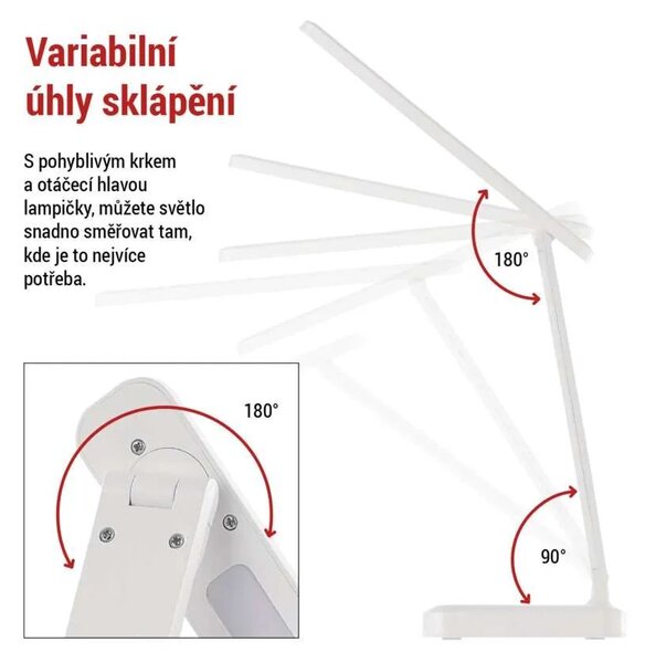 EMOS Bílá LED stolní nabíjecí lampička Amy 5W Z7631