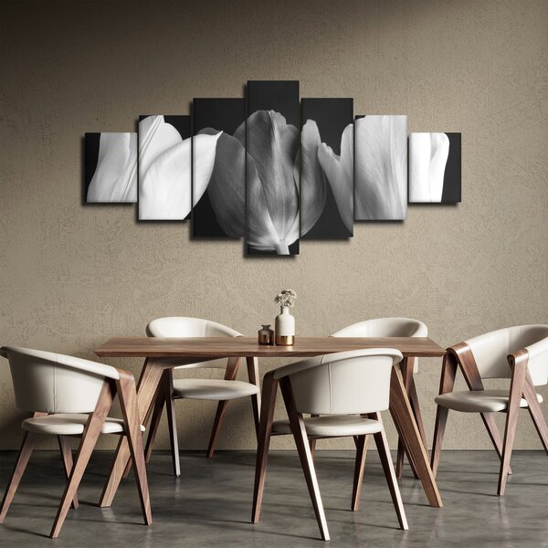 Obraz - Černobílé květy tulipánů (210x100 cm)