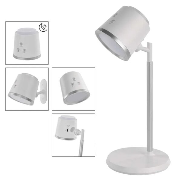 EMOS Bílá LED stolní nabíjecí magnetická lampa Abbie 4v1 6W Z7636W
