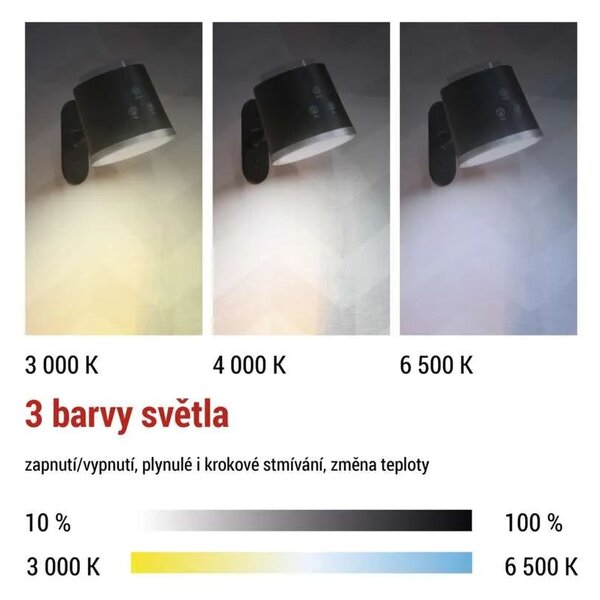 EMOS Černá LED stolní nabíjecí magnetická lampa Abbie 4v1 6W Z7636B