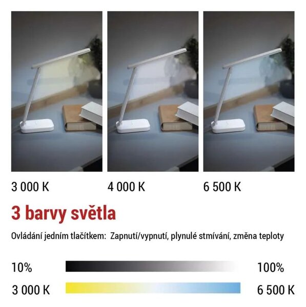 EMOS Bílá LED stolní nabíjecí lampička Amy 5W Z7631