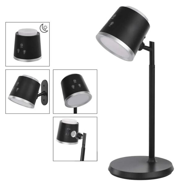 EMOS Černá LED stolní nabíjecí magnetická lampa Abbie 4v1 6W Z7636B