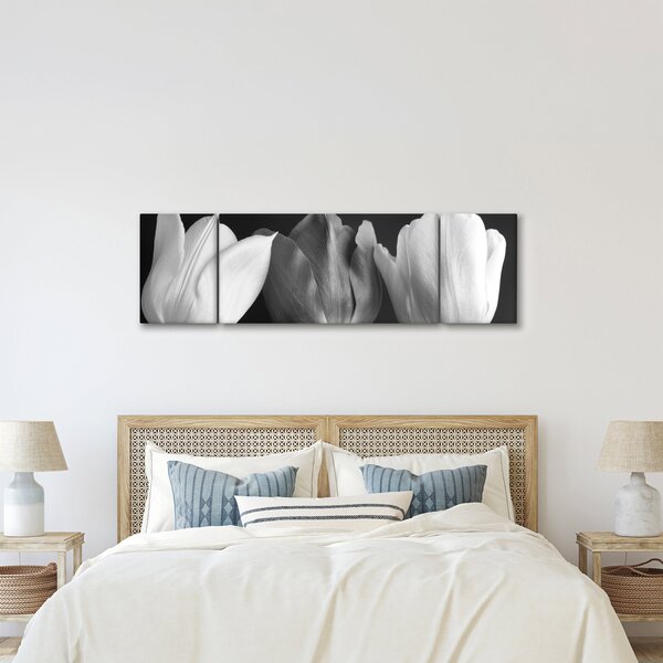 Obraz - Černobílé květy tulipánů (170x50 cm)