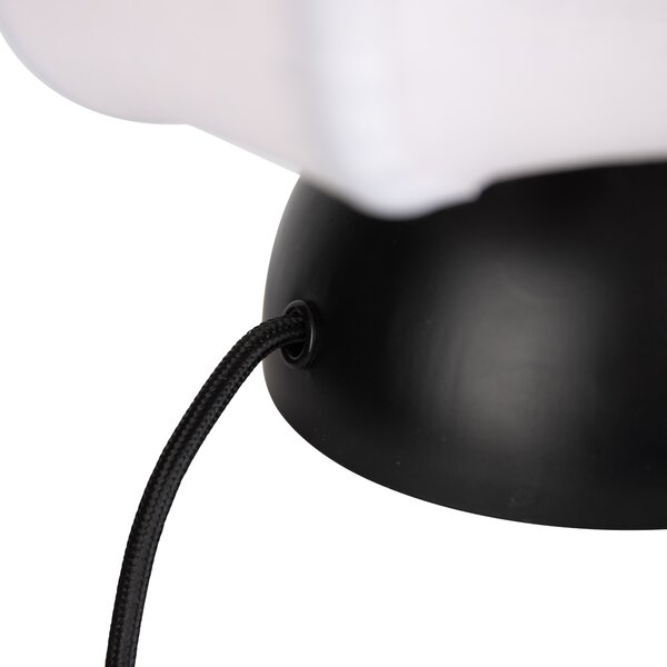 Japandi stolní lampa černá s bílým stínidlem - Nori