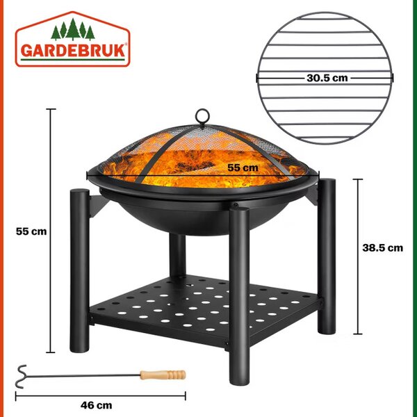 Deuba Ohniště Oval Ø55 cm s úložným prostorem
