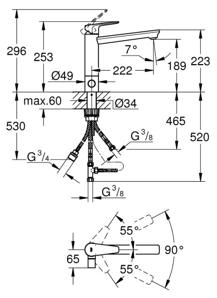 GROHE 31696000 - Dřezová baterie BAUEDGE lesklý chrom