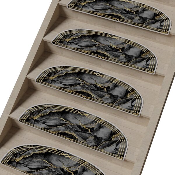 Tmavě šedé nášlapy na schody v sadě 16 ks 20x65 cm Marble Dream – Vitaus