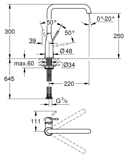 GROHE 30269000 - Dřezová baterie ESSENCE 292 mm lesklý chrom
