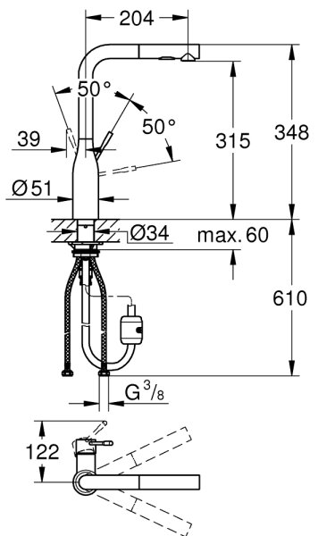 GROHE 30270AL0 - Dřezová baterie ESSENCE grafit