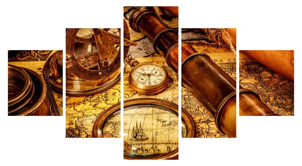 Obraz - Historické pomůcky námořníků (125x70 cm)