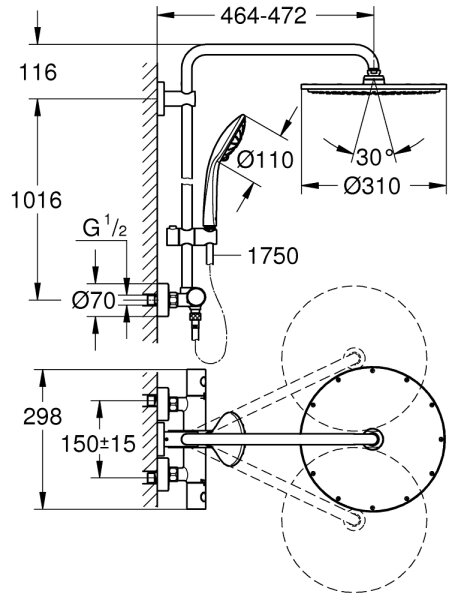 GROHE 26075DL0 - Sprchový systém EUPHORIA SYSTEM 310 bronzová