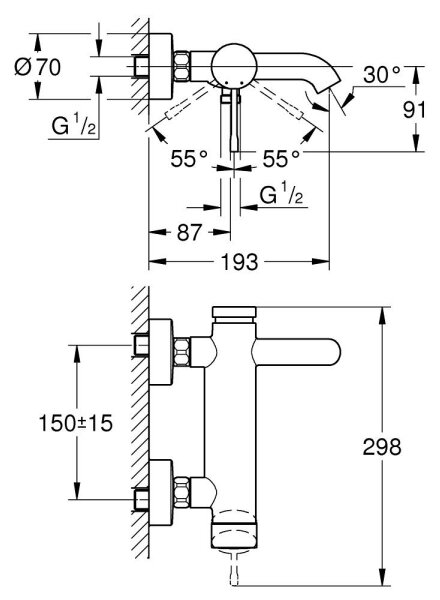 GROHE 33624AL1 - Vanová baterie ESSENCE 193 mm grafit