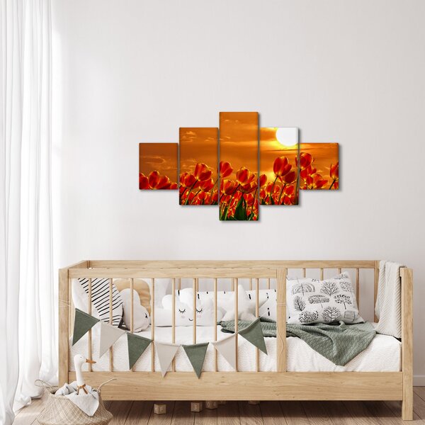 Obraz rozkvetlého lánu s tulipány (125x70 cm)