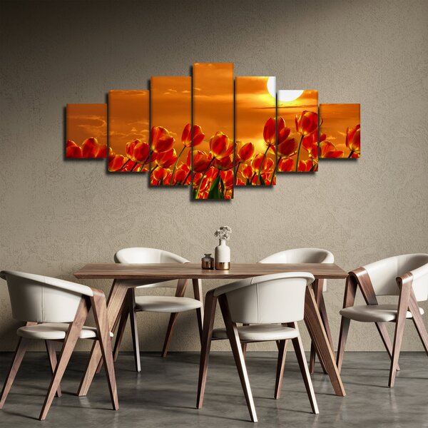 Obraz rozkvetlého lánu s tulipány (210x100 cm)