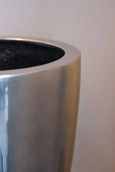 Luxusní květináč OPALA, sklolaminát, výška 55 cm, stříbrná metalíza