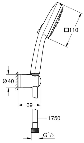 GROHE 263992431 - Sprchový set VITALIO COMFORT 110 110 mm černá