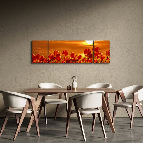 Obraz rozkvetlého lánu s tulipány (170x50 cm)