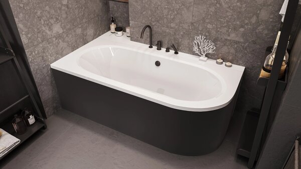 Besco Krycí panel k asymetrické vaně Avita Black P 150x75 (160x75, 170x75, 180x80), černý Barva: Černá mat, Rozměry (cm): 160x75