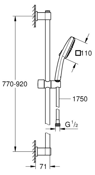GROHE 269302431 - Sprchový set VITALIO COMFORT 110 900 mm černá