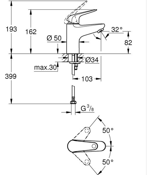 GROHE 24317001 - Umyvadlová baterie SWIFT 162 mm lesklý chrom