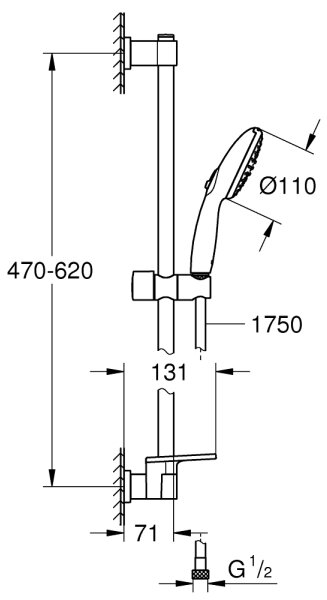 GROHE 26952001 - Sprchová sada VITALIO START 110 600 mm lesklý chrom
