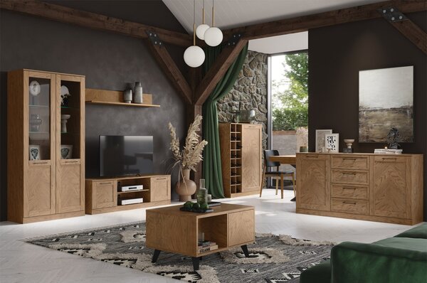 Szynaka Vitrína Cozy 10 z masivu s LED osvětlením 65 cm dub Rustikal