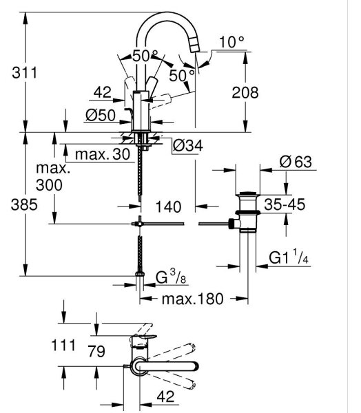 GROHE 24203002 - Umyvadlová baterie START velikost L lesklý chrom