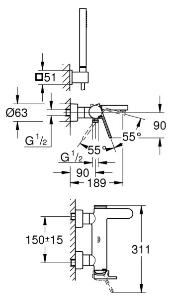 GROHE 33547003 - Vanová baterie PLUS lesklý chrom