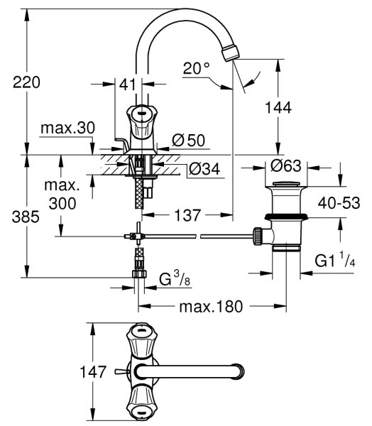 GROHE 21375001 - Umyvadlová baterie COSTA L lesklý chrom