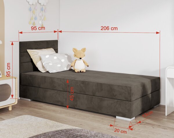 Čalouněná postel 90x200 KERNIA 1 - hnědá, pravé provedení