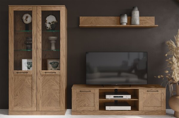 Szynaka Vitrína Cozy 10 z masivu s LED osvětlením 65 cm dub Rustikal