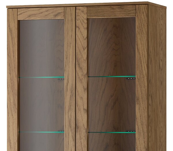 Szynaka Vitrína Cozy 12 z masivu s LED osvětlením 95 cm dub Rustikal