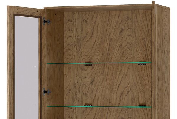 Szynaka Vitrína Cozy 12 z masivu s LED osvětlením 95 cm dub Rustikal