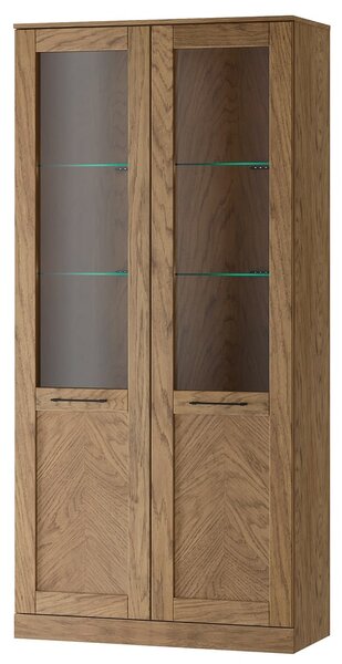 Szynaka Vitrína Cozy 12 z masivu s LED osvětlením 95 cm dub Rustikal