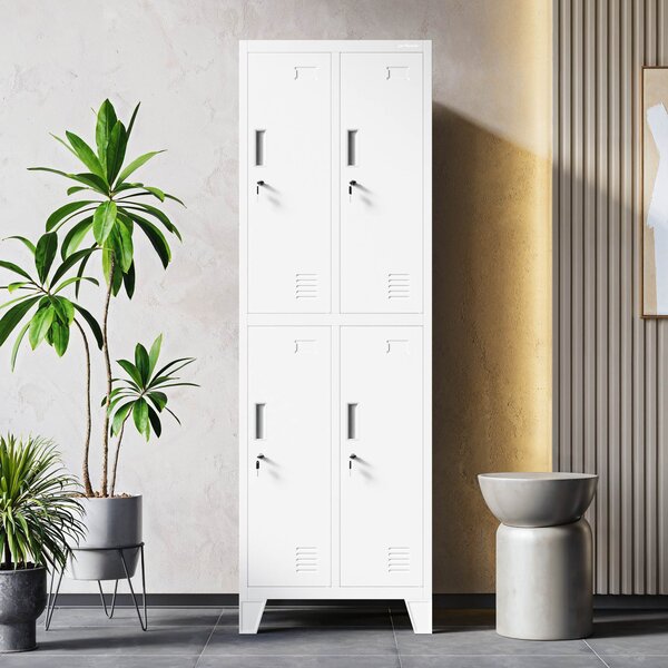 Šatní skříň pro zaměstnance dvojitá bílá, 559x1720x450 mm: BARTEK 2 Plus