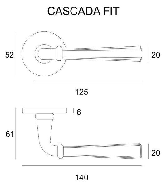Klika Cascada Fit - zlatá PVD